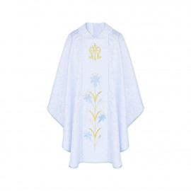 Marian chasuble embroidered white (28)