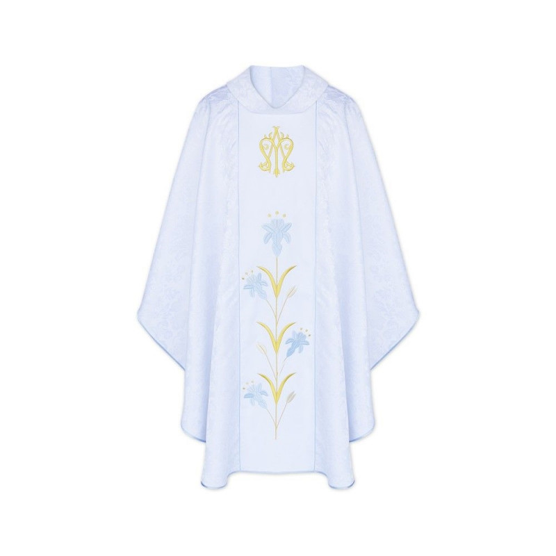 Marian chasuble embroidered white (28) - Best Catholic Shop