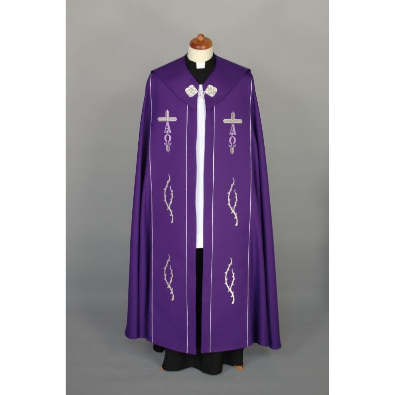 Alpha and Omega embroidered purple cope (72) - Best Catholic Shop