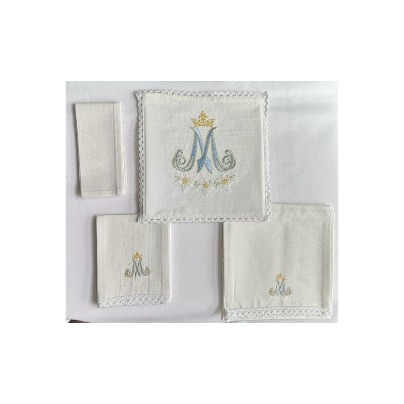 Marian Chalice linen set with cotton lace (2) - Best Catholic Shop